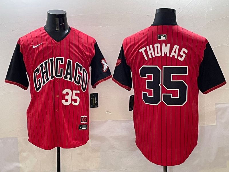 Men Chicago White Sox #35 Thomas Red Stripe Joint Name 2025 Nike MLB Jersey style 2->chicago white sox->MLB Jersey